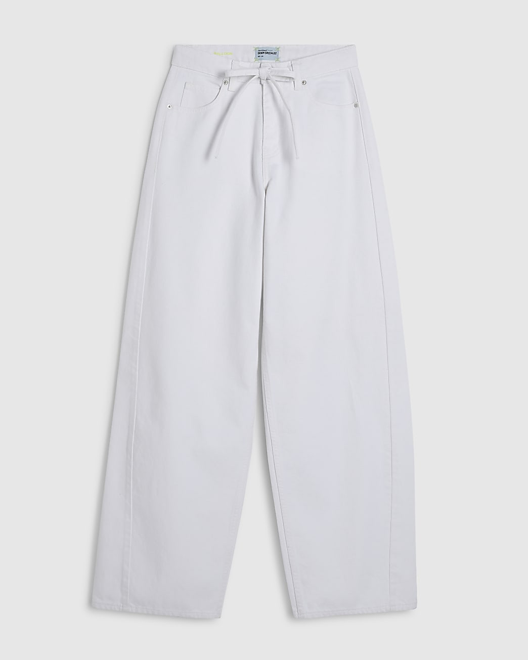 White Balloon Leg Drawcord Baggy Jeans | River Island UK & IE