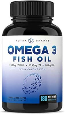 Omega 3 Fish Oil 3600mg, 180 Capsules - EPA 1296mg, DHA 864mg Fatty Acids - Omega-3 Burpless Pill... | Amazon (US)