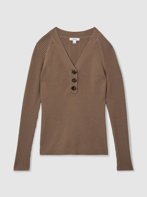 Reece
                Ribbed Sleeve Jumper | Reiss UK