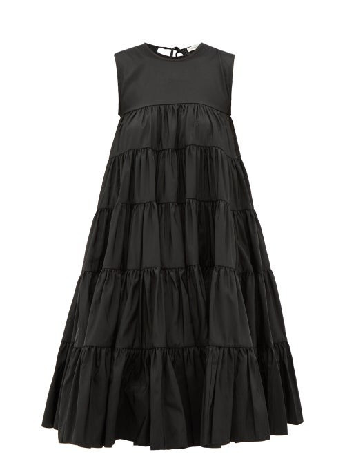 Cecilie Bahnsen - Emmi Sleeveless Tiered Taffeta Dress - Womens - Black | Matches (US)