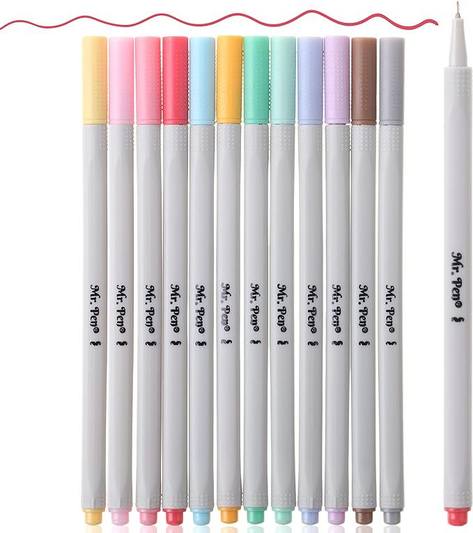 Mr. Pen- Fineliner Pastel Pens, 12 Pack, Pastel Colors, Bible Pens, No Bleed Fine Point Pen, No S... | Amazon (US)
