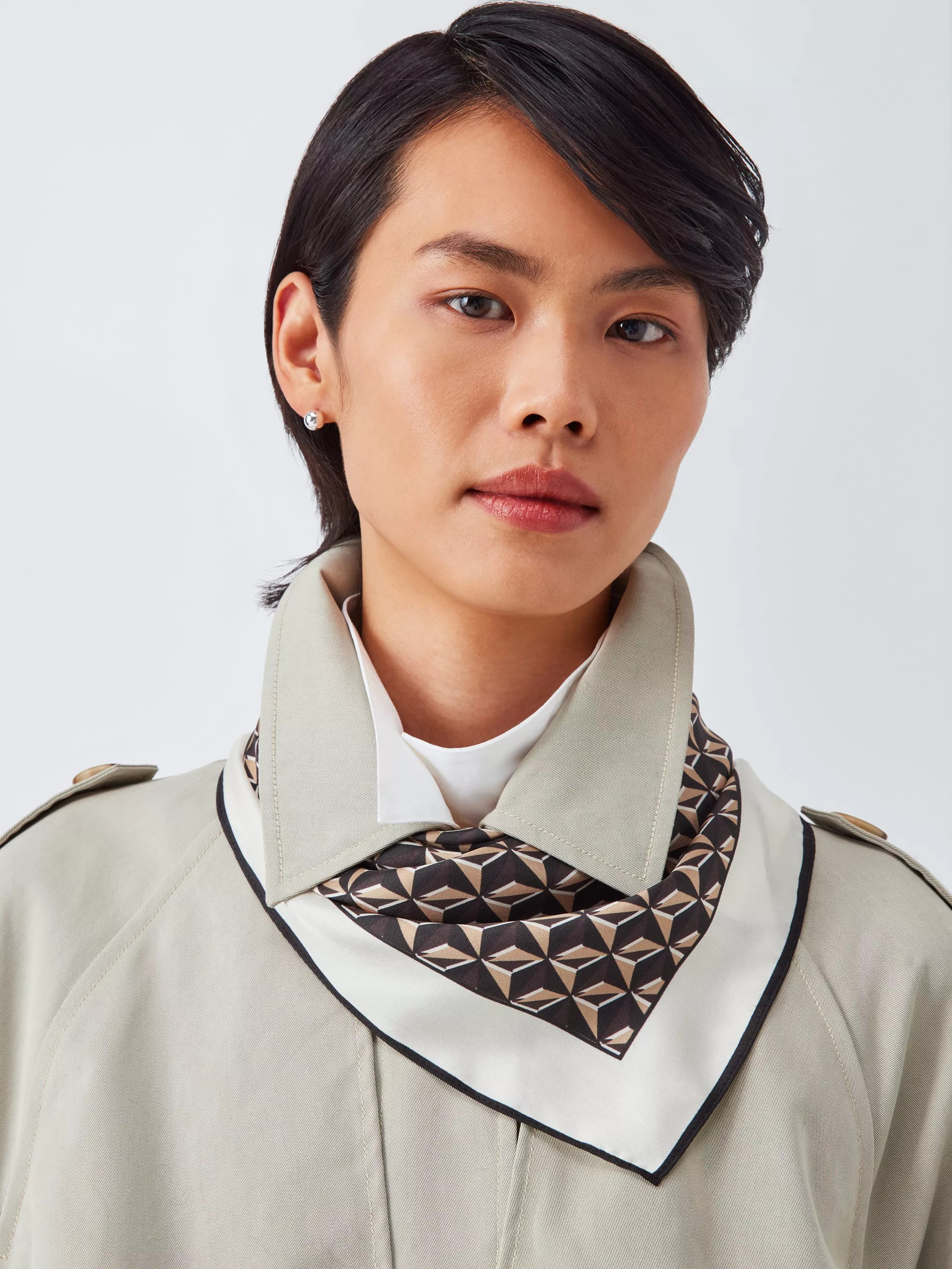 John Lewis Bonnie Woven Silk Square Scarf, Cream/Multi | John Lewis (UK)