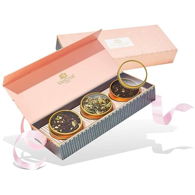 VAHDAM, Assorted Tea Gift Set - BLUSH, 3 Teas in Tea Sampler Gift Box | Natural Ingredients - Hol... | Amazon (US)