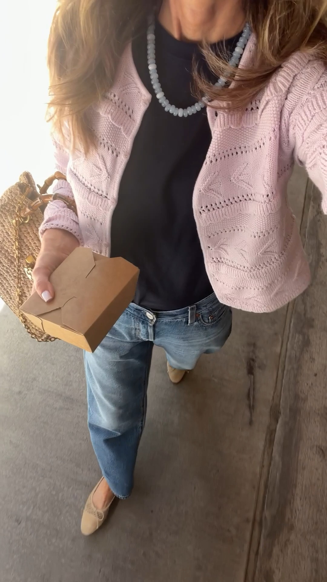 -love this lavender cardigan! 
-my tshirt is 40% off! I wear XS 
-@levi are perfect! I’m 5’6”
-suede flats 

@Splendid

#LTKootd #LTKOver40