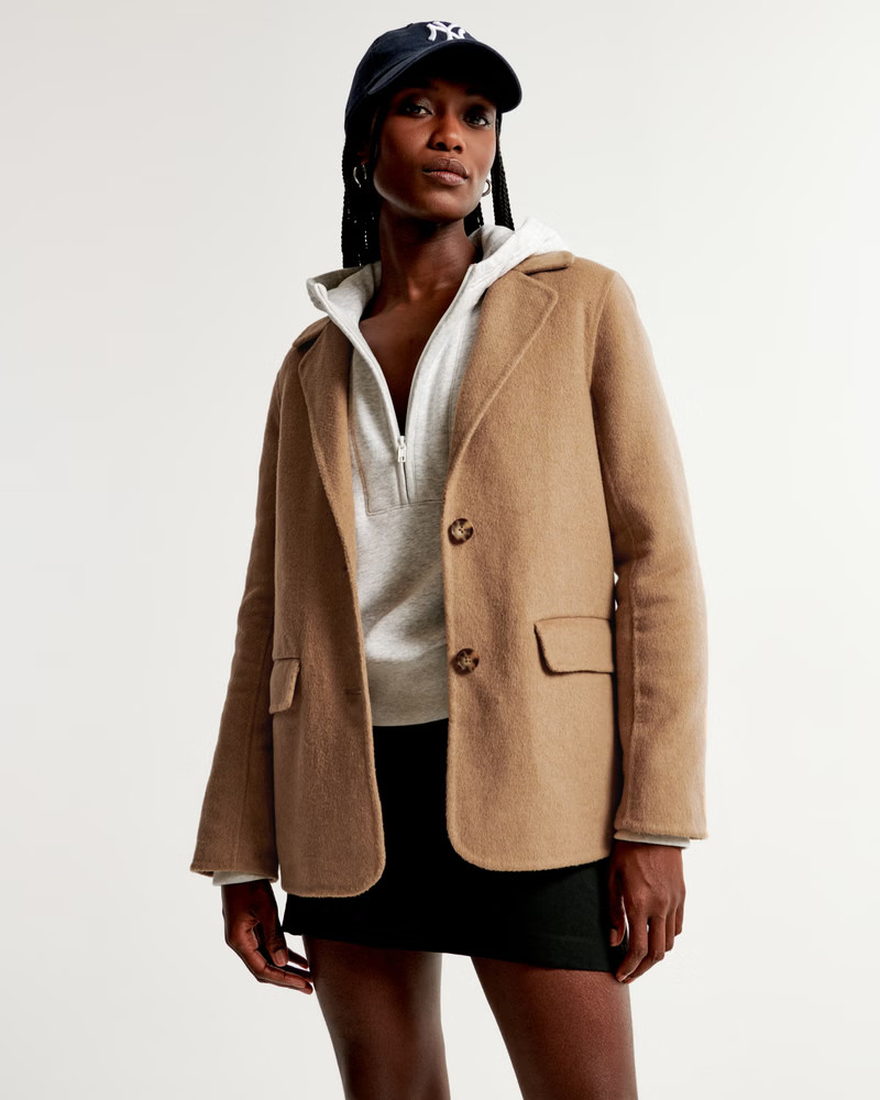 Double-Cloth Wool-Blend Blazer Coat | Abercrombie & Fitch (US)