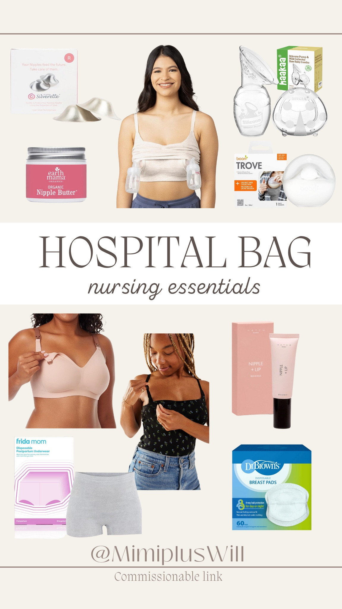 Nursing essentials I’m  bringing to the hospital!! 

Silverette nursing cups 
Earth Mama nipple butter 
Hatch nipple and lip rescue balm 
Dr. Brown breast pads 
haakaa ladybug milk collector 
Boon Trove manual pump 
Frida Mom postpartum boxers 
MomCozy and Kindred Bravely nursing bras 
Storq nursing tanks 

Hospital bag, postpartum, motherhood

#LTKBaby #LTKFamily #LTKFindsUnder50