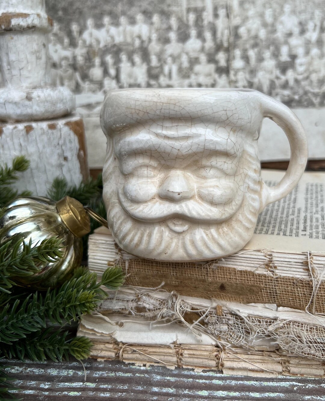 Vintage Ironstone Santa Claus Cup Mug FULL SIZE Creamy White Santa Farmhouse Christmas Decor RARE... | Etsy (US)