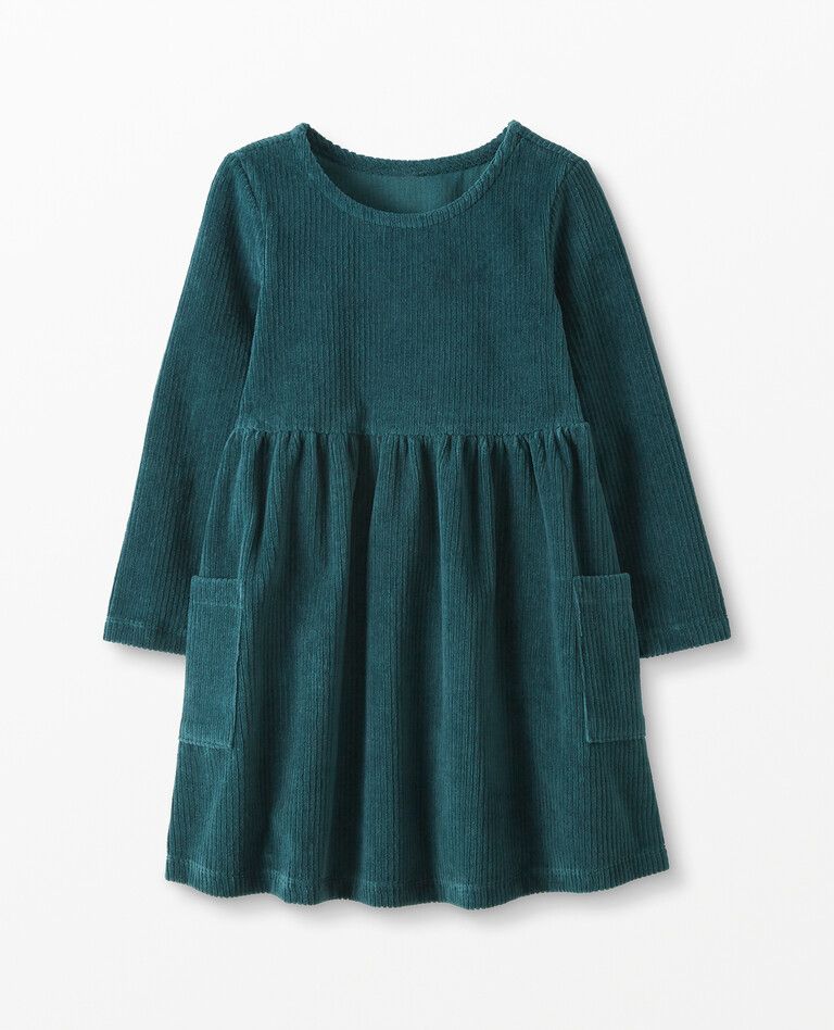 Ribbed Velour Pocket Dress | Hanna Andersson