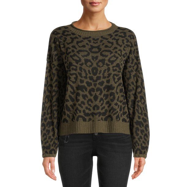 Time and Tru Women's Balloon Sleeve Cheetah Sweater - Walmart.com | Walmart (US)