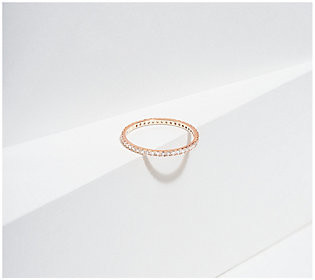 Diamonique 0.65 cttw Slim Eternity Band Ring, Sterling | QVC