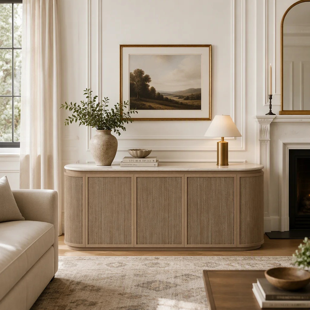 Stone Top And Rope Front Server Elegant Sideboard With Rope Ideal For Stylish Storage In Dining R... | Wayfair North America