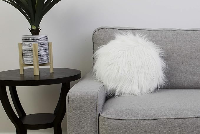 Thro by Marlo Lorenz TH015177002E 16" Kari Keller Round Faux Mongolian Pillow, 1 Count (Pack of 1... | Amazon (US)