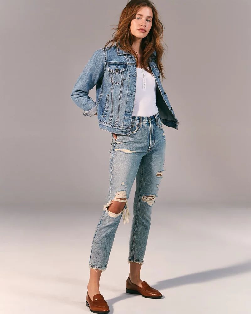 Ripped High Rise Mom Jeans | Abercrombie & Fitch US & UK