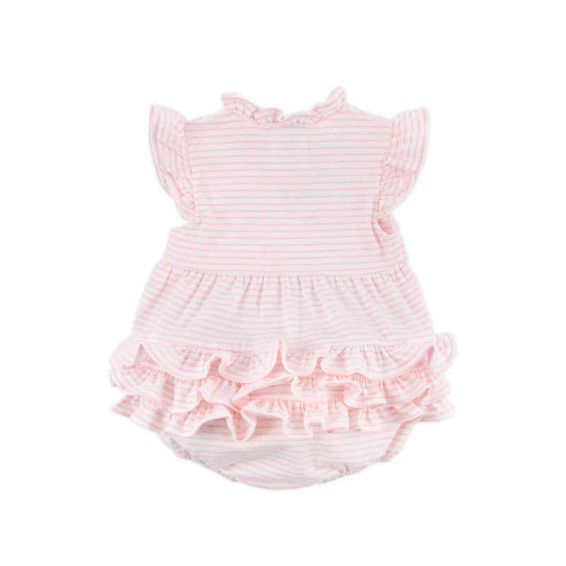 Light Pink Stripe Ruffle Nicole Bubble | Classic Whimsy