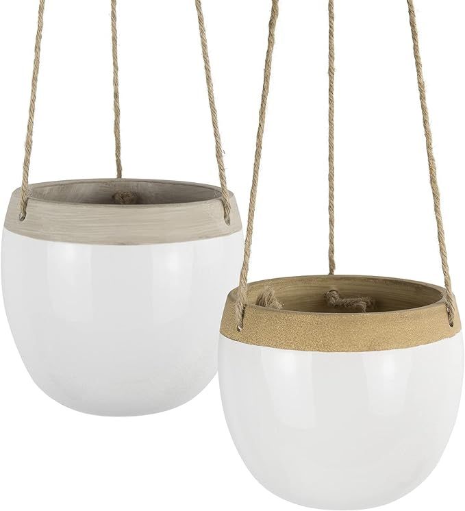 Ceramic Hanging Planters Plant Pots - 5.5 Inch White Indoor Hanging Pots Modern Plant Holder with... | Amazon (US)
