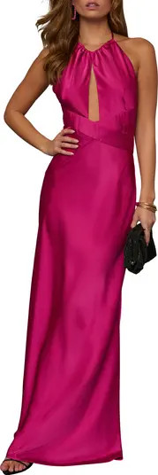 VICI Collection Adelynn Halter Neck Satin Gown | Nordstrom | Nordstrom