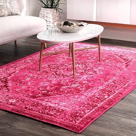 nuLOOM Reiko Vintage Persian Area Rug, 4' 4" x 6', Pink | Amazon (US)