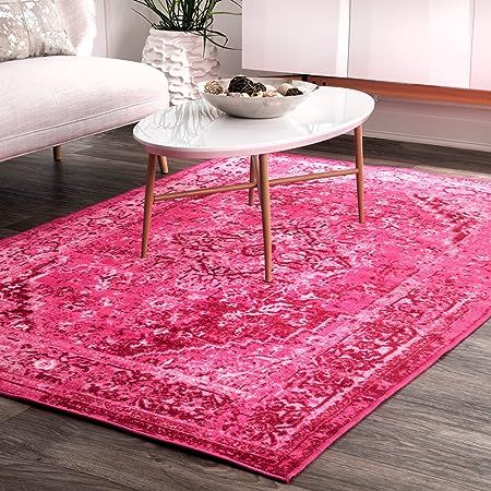 nuLOOM Reiko Vintage Persian Area Rug, 4' 4" x 6', Pink | Amazon (US)