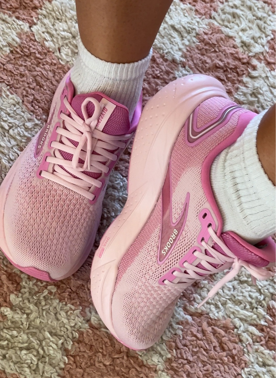 Pink brooks glycerin 21 - go up half a size! 

#LTKFitness #LTKShoeCrush