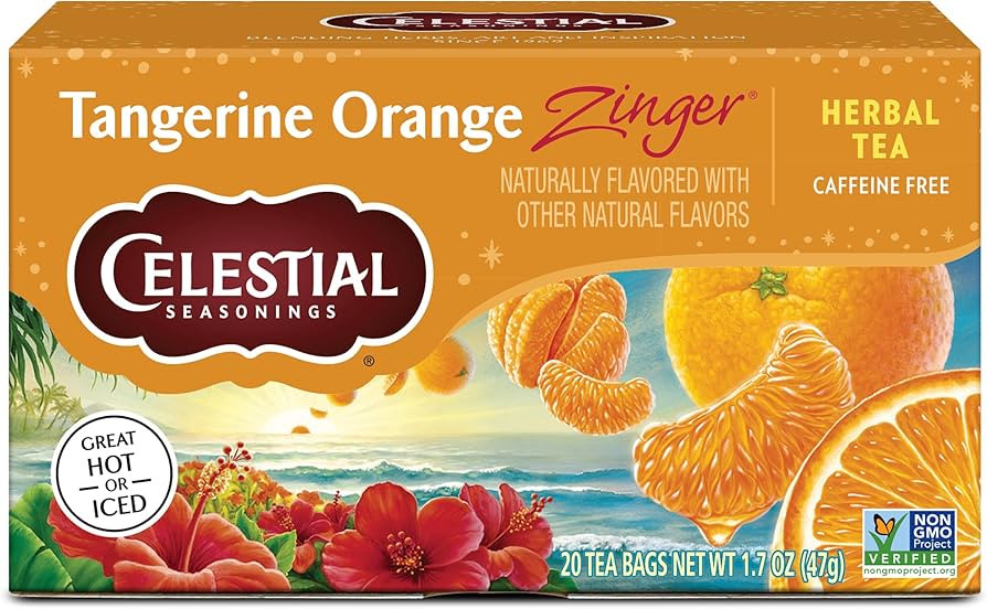 Celestial Seasonings Tangerine Orange Zinger Herbal Tea, Caffeine Free, 20 Tea Bags Box | Amazon (US)
