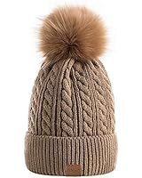 Simplicity Womens Winter Beanies Hand Knit Faux Fur Pompoms Beanie Hats | Amazon (US)