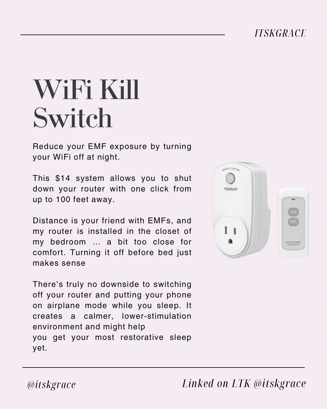 A WiFi kill switch might be the easiest and cheapest way to level up your sleep hygiene this winter. 

#LTKselfcare #LTKHoliday #LTKHome