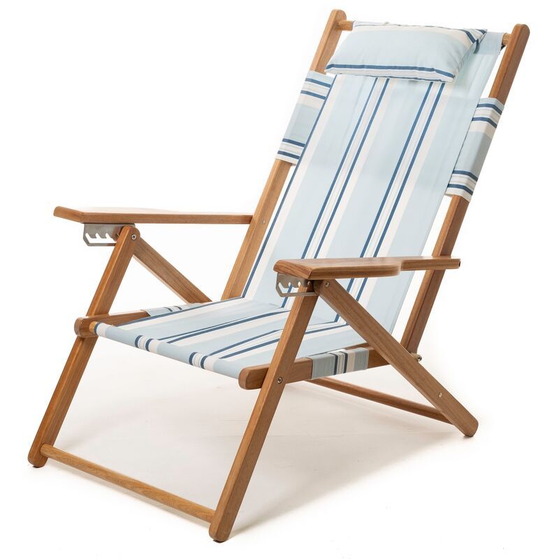 Quincy Beach Backpack Chair, Blue/White Stripe | One Kings Lane