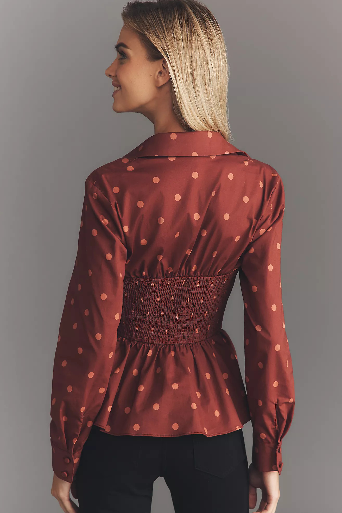 Hutch Long-Sleeve Wrap-Front Peplum Blouse | Anthropologie (US)