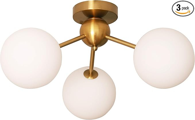 BAODEN 3 Lights Modern Globe Semi Flush Mount Ceiling Light Mid Century Sputnik Chandeliers with ... | Amazon (US)