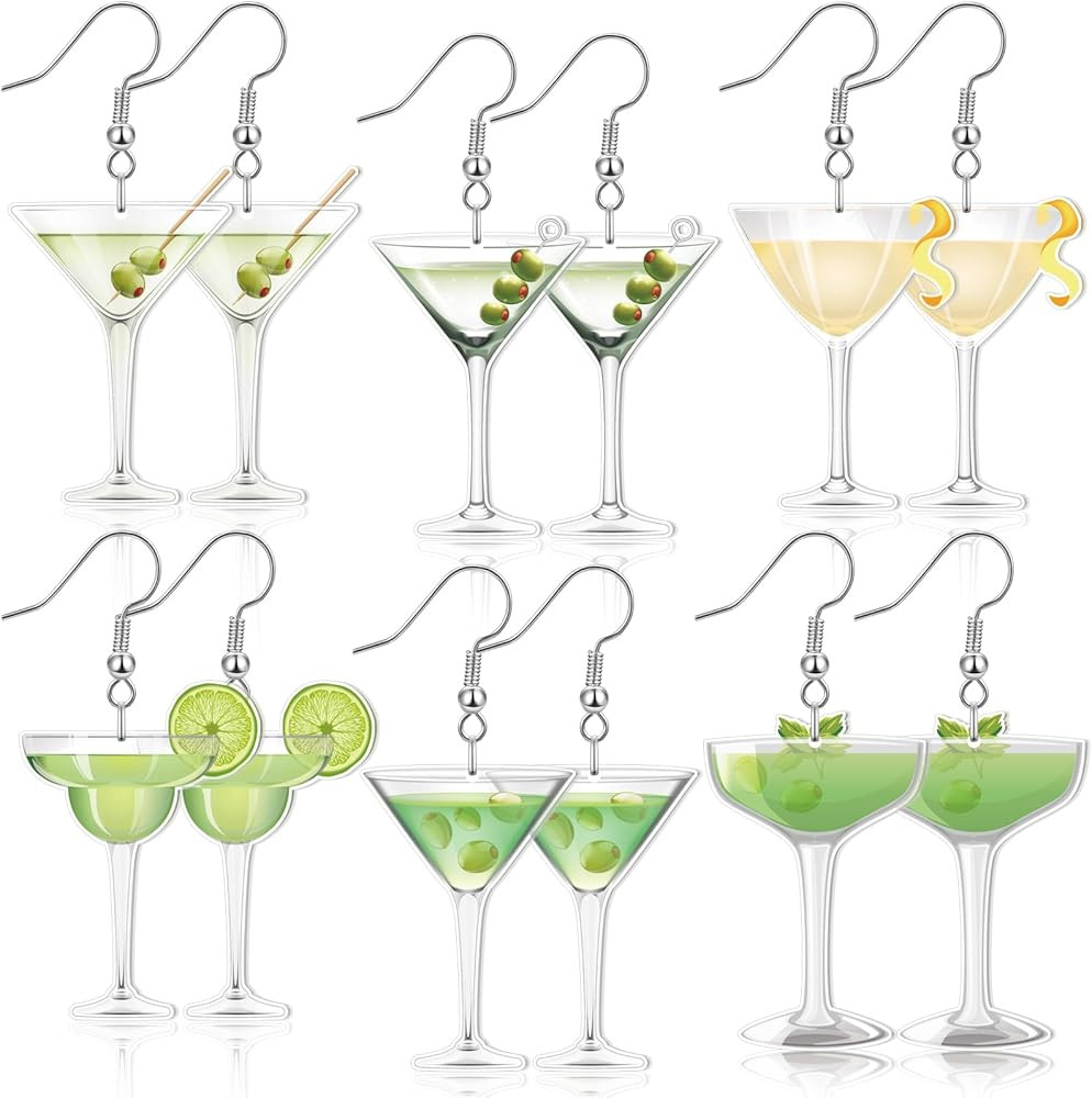 Nosiny 6 Pairs Christmas Acrylic Drop Dangle Earrings Jewelry Pickle Martini Lemons Earrings 6 St... | Amazon (US)