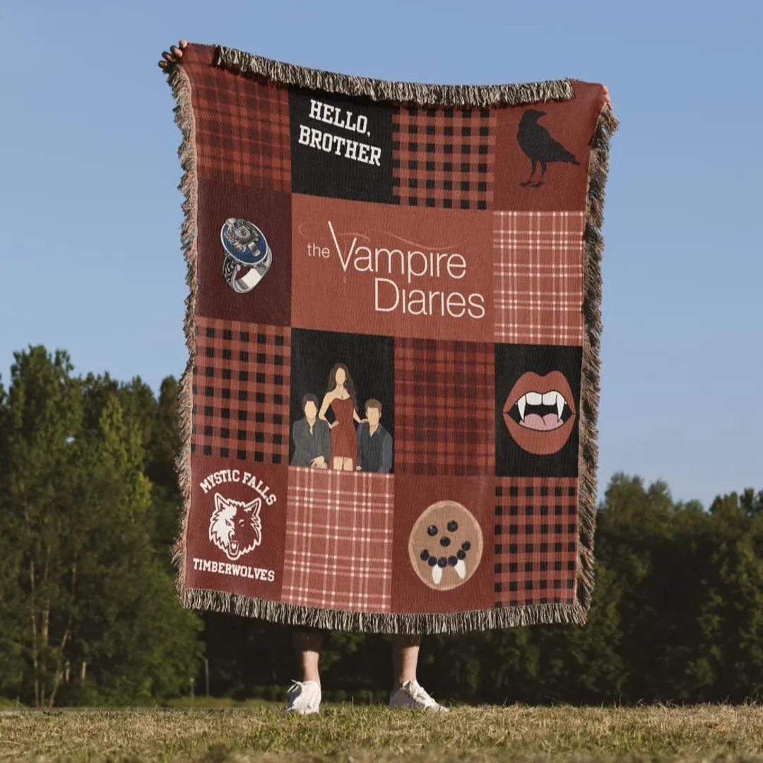 Vampire Diaries Woven Blanket | Mystic Falls Throw Fan Gift | Etsy (US)