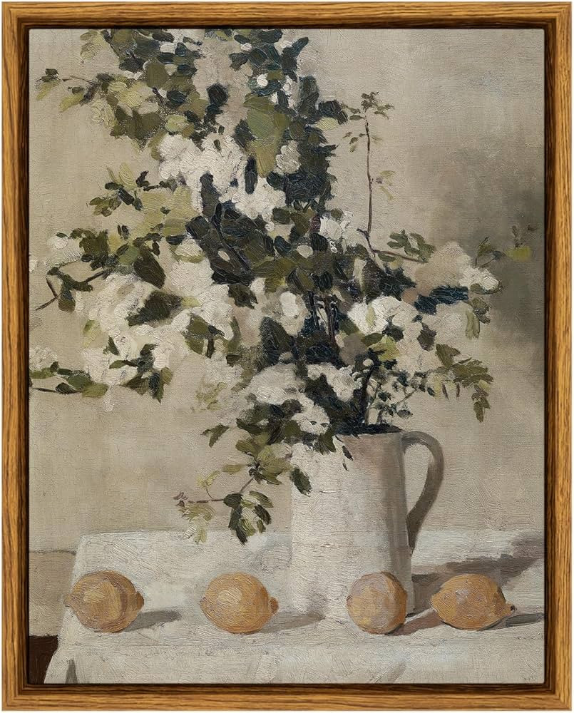 VIYYIEA Vintage Floral Wall Art, Flowers and Lemons Paingtings Decor Aesthetic, Framed Canvas Pri... | Amazon (US)