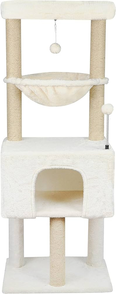 ROYPET Fashion Design 43.3" Cat Trees with Cat Houses Spring Balls,Beige | Amazon (US)