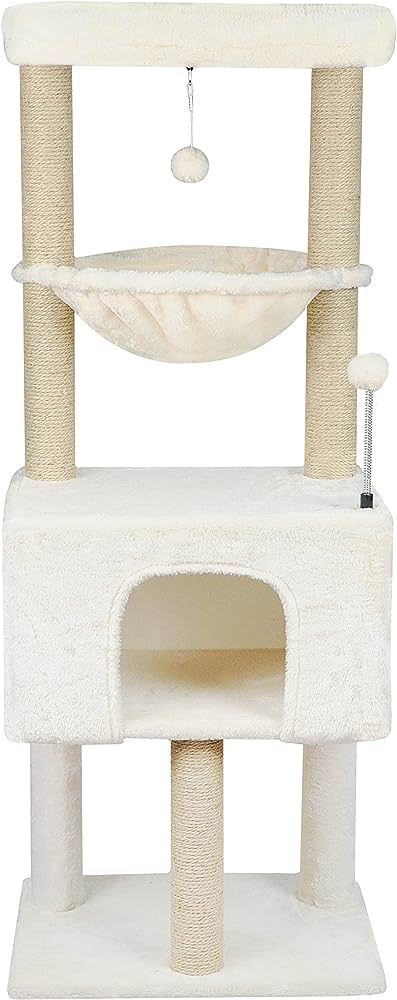 ROYPET Fashion Design 43.3" Cat Trees with Cat Houses Spring Balls,Beige | Amazon (US)