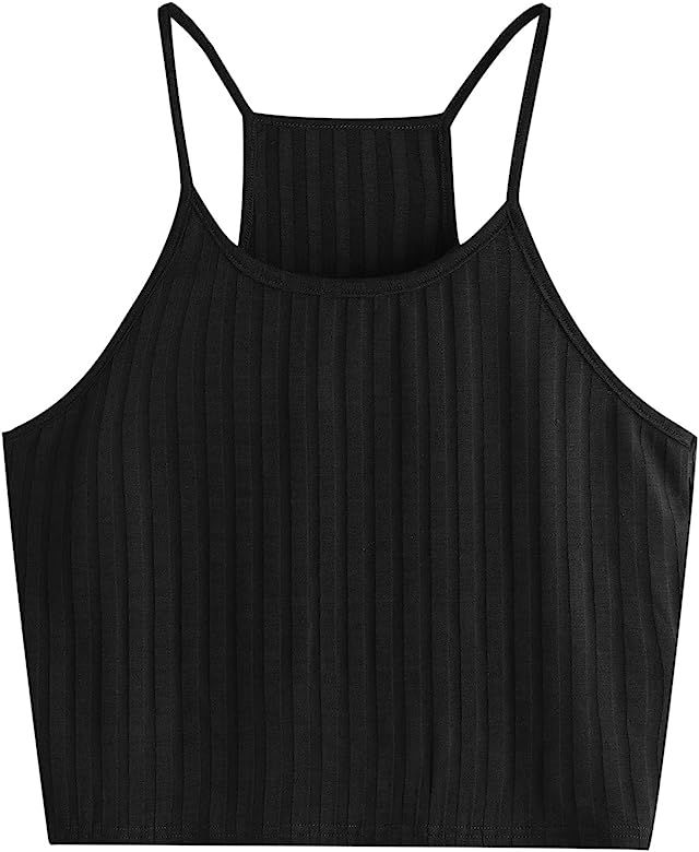 Women's Summer Basic Sexy Strappy Sleeveless Racerback Crop Top | Amazon (US)