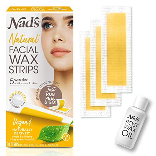 Nad's Facial Wax Strips - Natural All Skin Types - Waxing Kit With 30 Face Wax Strips & Post Wax Oil, 1 Count | Amazon (US)