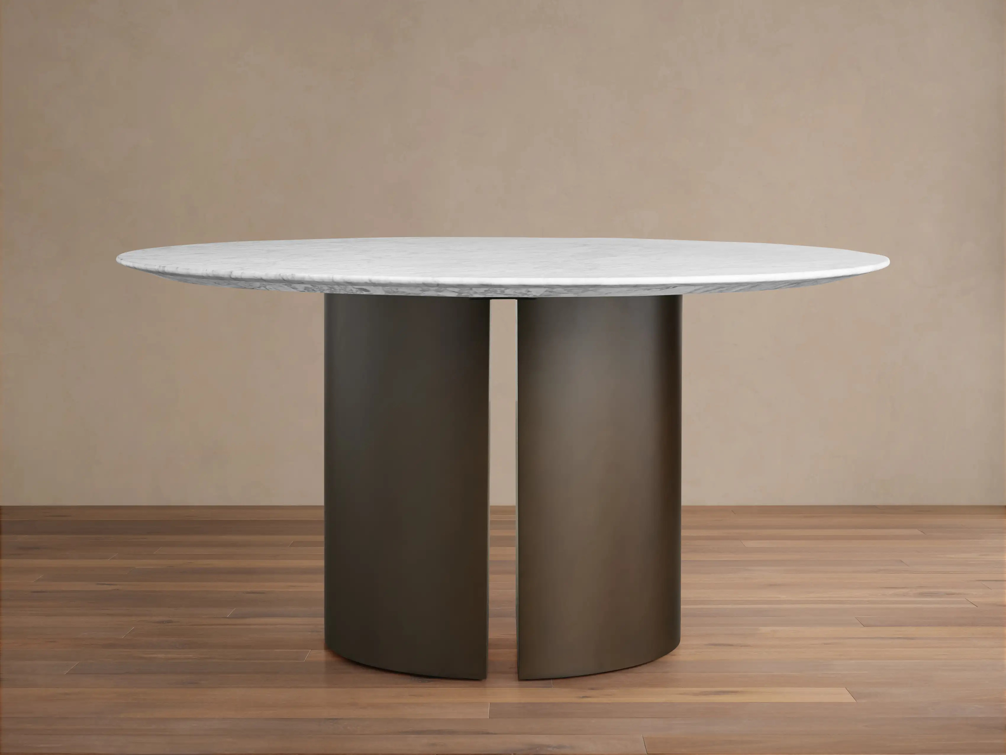 Saint Germain Round Stone Dining Table with Dauphine Base in Metal | Arhaus