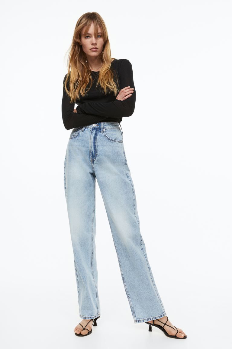 90s Straight High Jeans - Hellblau - Ladies | H&M DE | H&M (DE, AT, CH, DK, NL, NO, FI)