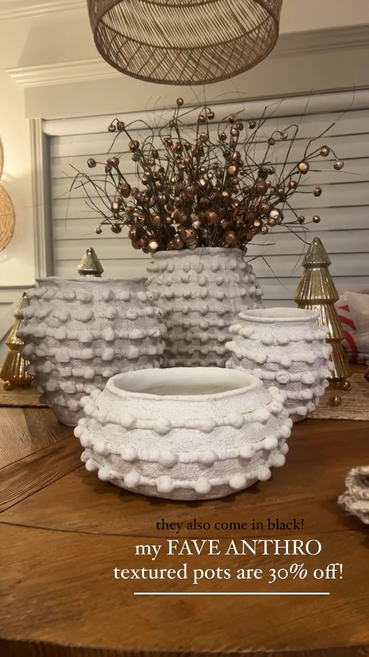 My fave Anthropologie textured pots are 30% off this week! They also come in black & tons of sizes✨ I LOVE them & rotate them year round throughout my home! Code is ANTHROBF — 🤎

Home decor / sale / pots / table decor / Holley Gabrielle 

#LTKCyberWeek #LTKsalealert #LTKfindsunder100