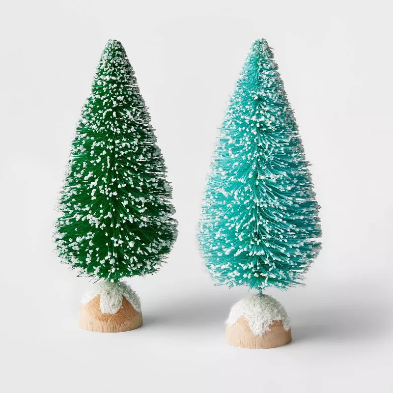 2ct 6" Decorative Sisal Bottle Brush Tree Set Blue/Green - Wondershop™ | Target