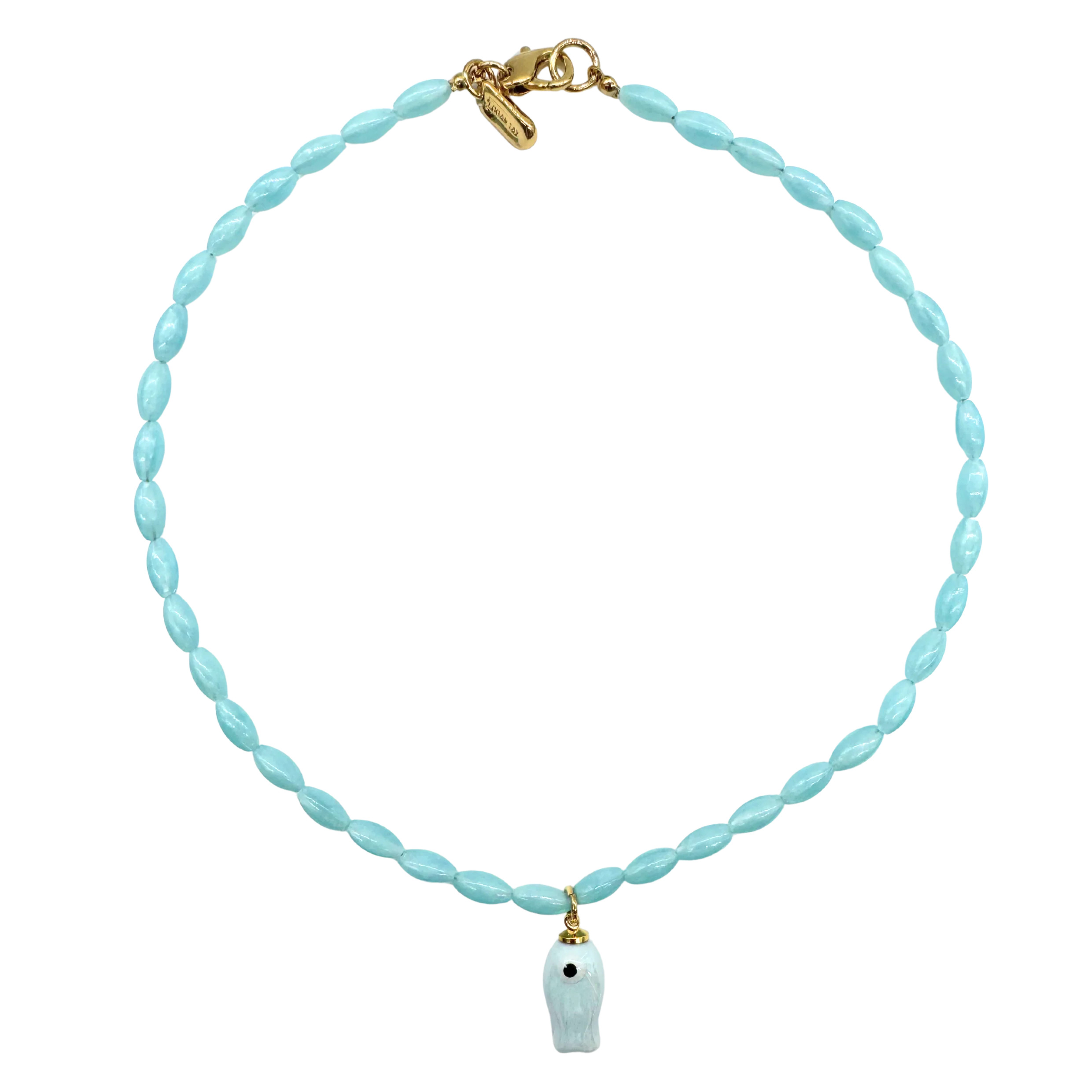 Light Blue Beaded Fish Necklace | Logan Tay