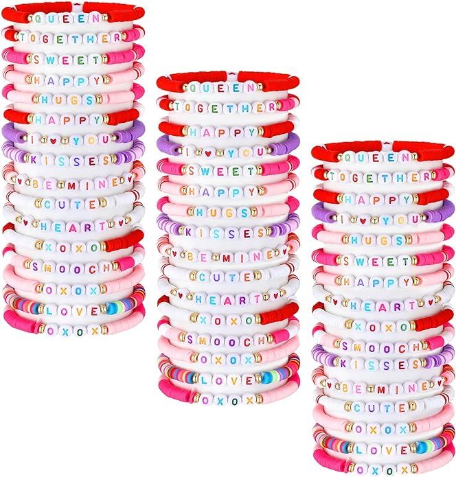 Jadive 48 Pcs Colorful Kids Friendship Bracelet Set Adjustable Stretch Beaded Bracelets Swift Bra... | Amazon (US)