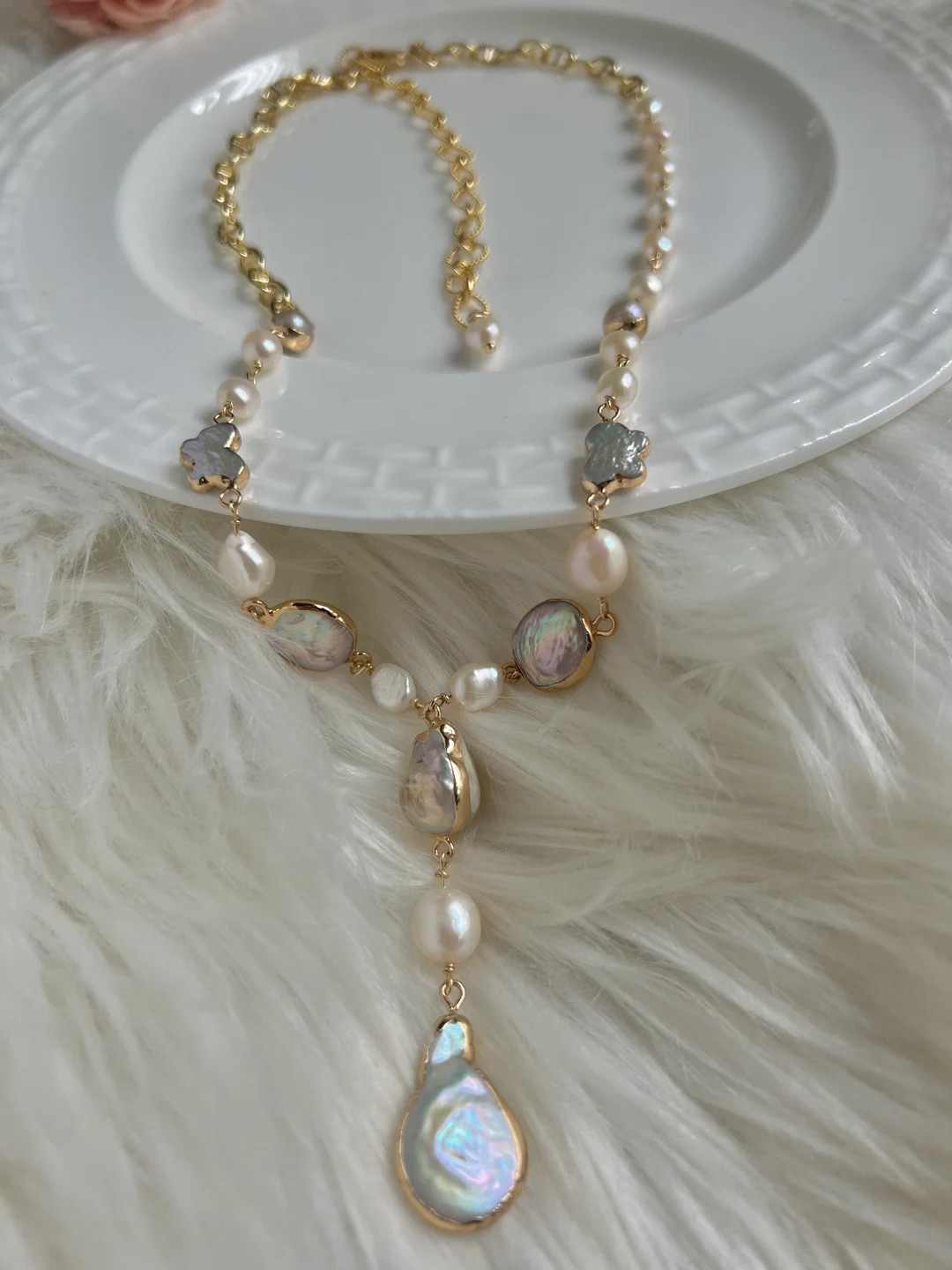 Freshwater Multiple-color Multiplie-shape Baroque Pearl Chain Necklace. High Luster Baroque Pearl... | Etsy (US)