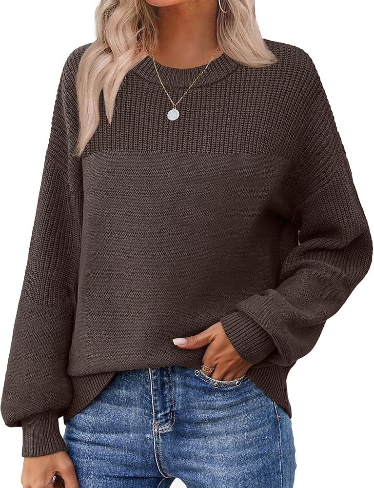 Zeagoo Women's 2025 Fall Chunky Knit Sweater Oversized Crewneck Long Sleeve Winter Cotton Pullove... | Amazon (US)