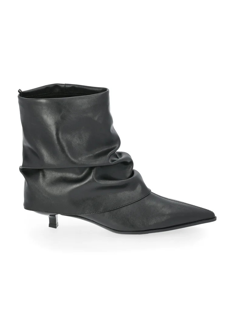 Time and Tru Women's Scrunch Fold-Over Kitten Heel Booties | Walmart (US)