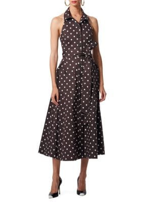 Carolina Herrera Polka Dot Halterneck Midi-Dress on SALE | Saks OFF 5TH | Saks Fifth Avenue OFF 5TH