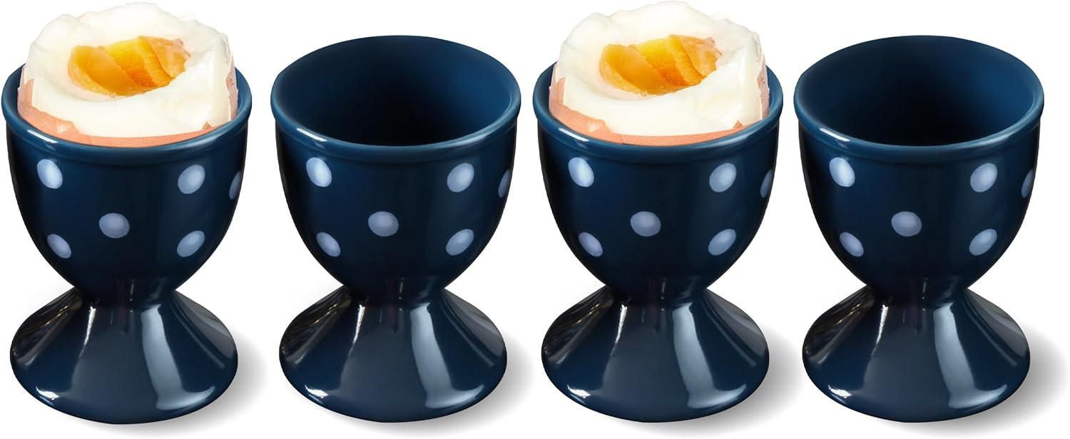 Cinf Ceramic Egg Cup Christmas Gift Set of 4 Porcelain Holder Breakfast Boiled Cooking Easy to Cl... | Amazon (US)