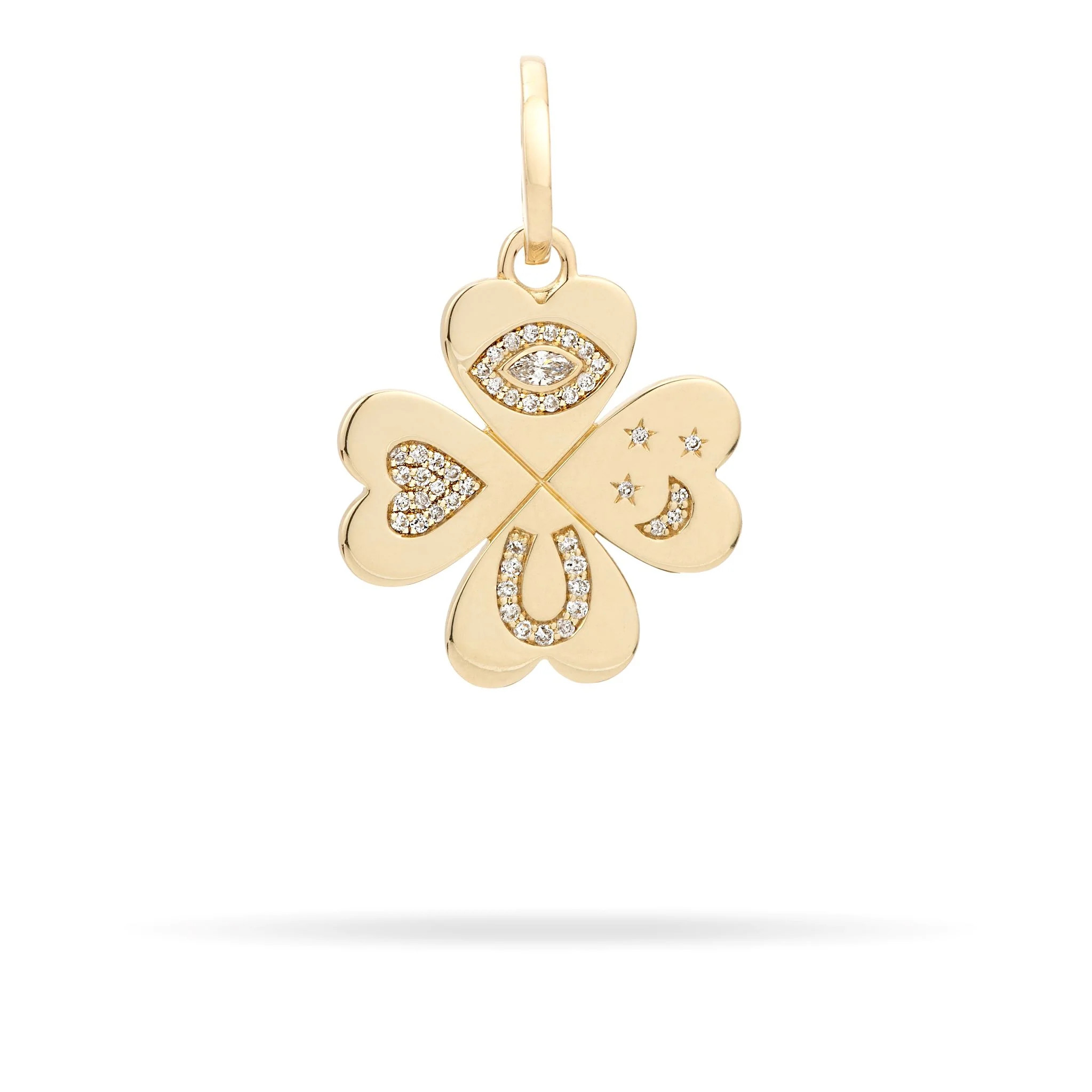 Good Luck Diamond Clover Hinged Charm | Adina Reyter