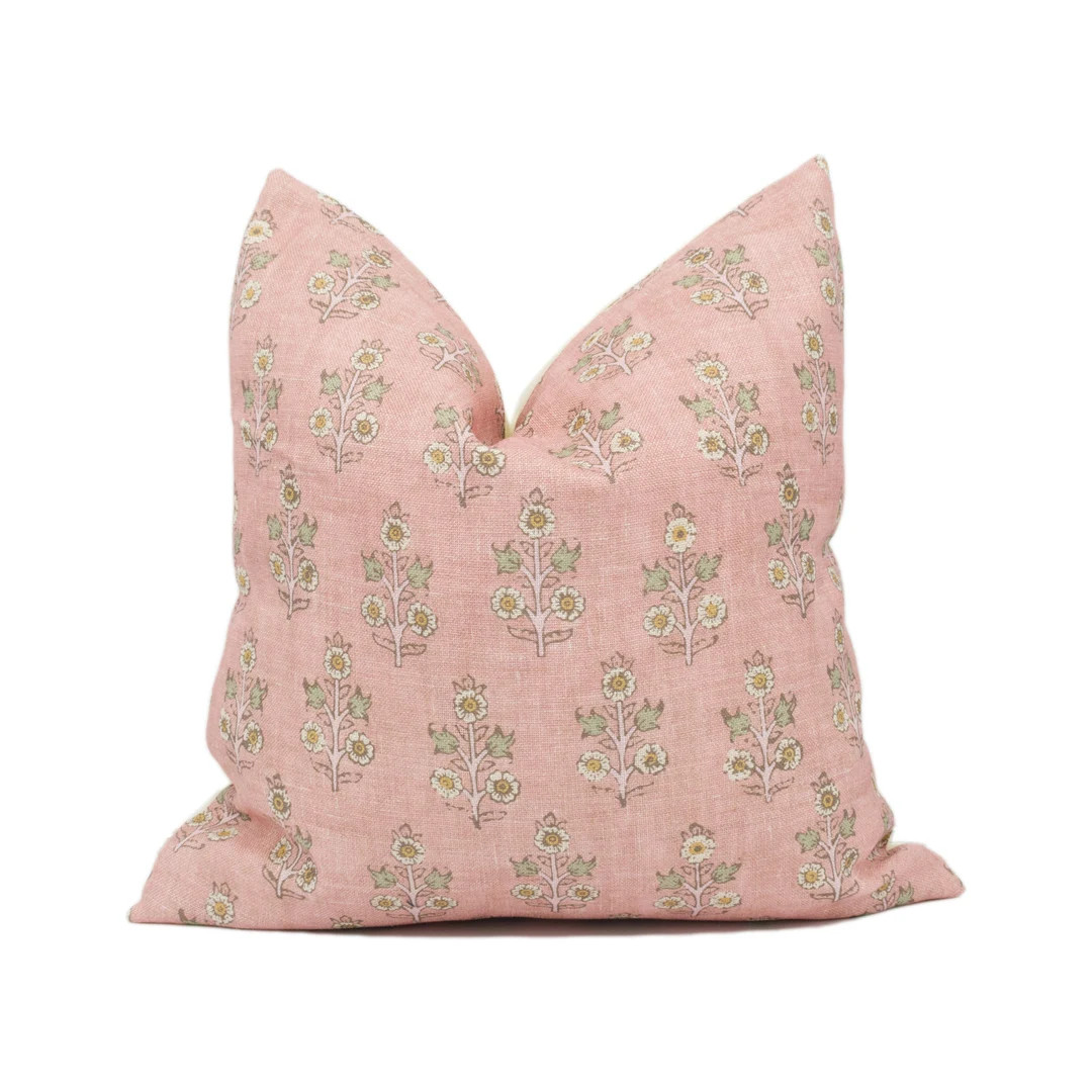 GP & J Baker - Poppy Sprig - Blush - Versatile Indian Inspired Small Scale Floral Cushion Cover -... | Etsy (US)