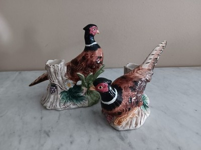 Pr Fitz & Floyd 1990 Pheasant Ceramic Candleholders | eBay US